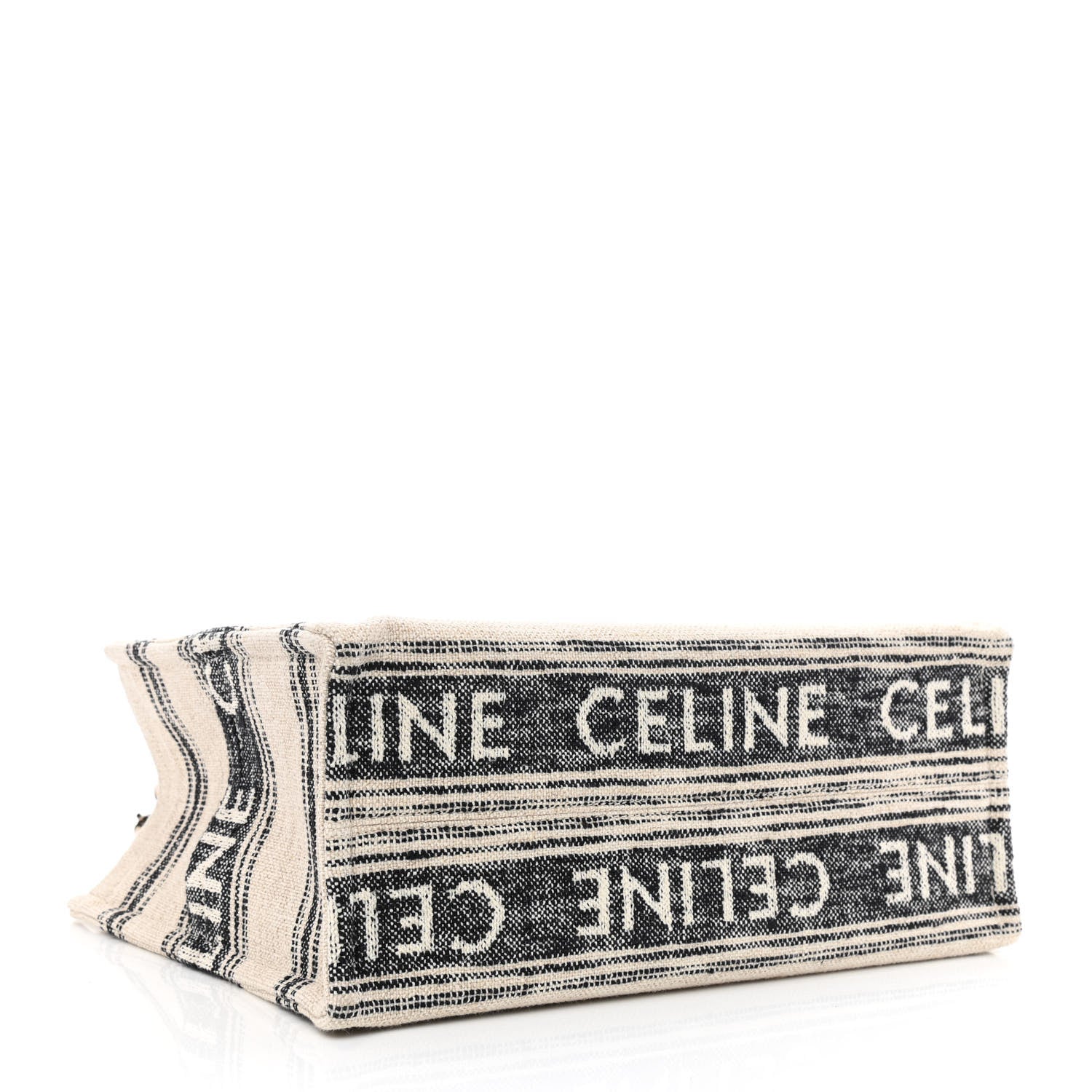 Celine Jacquard Striped Large Cabas Thais White Black 4 of 9