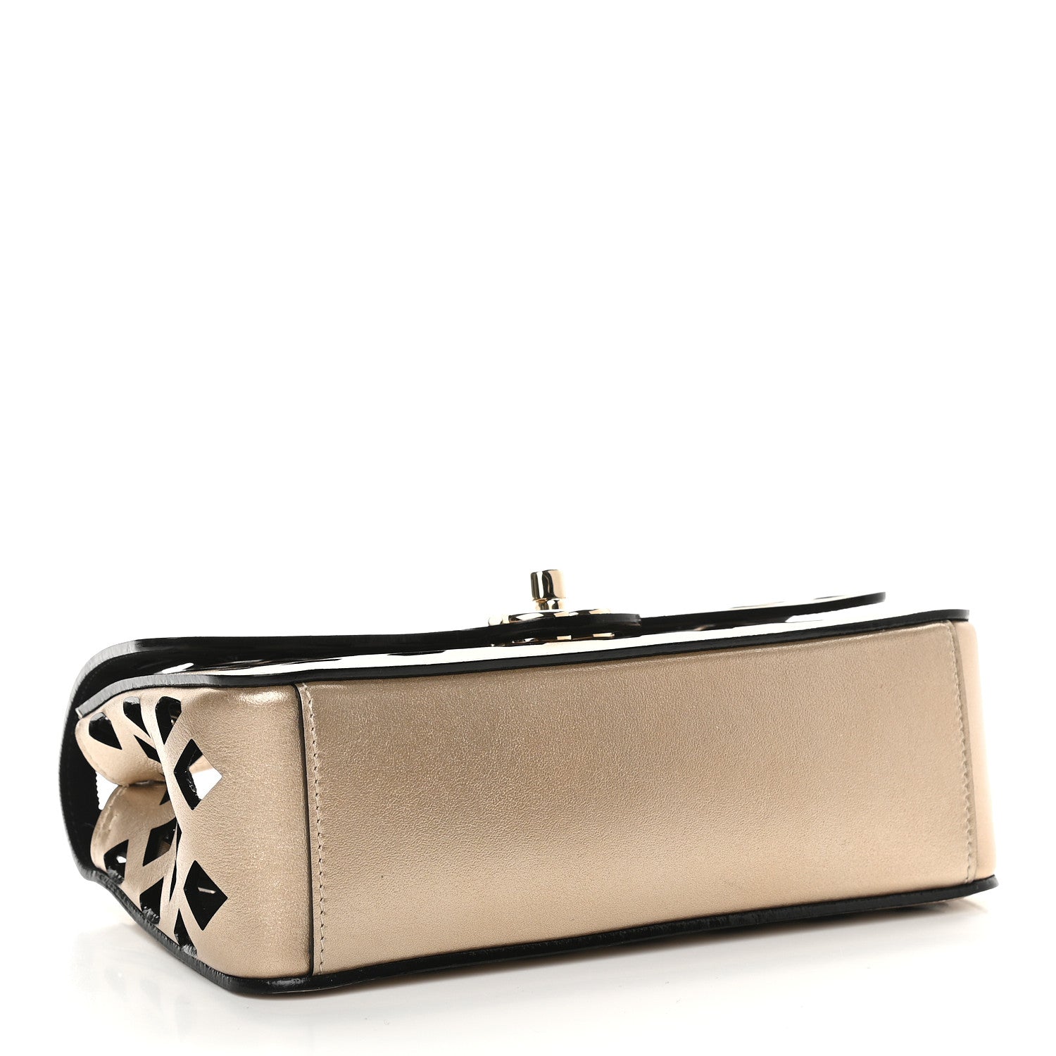 Chanel Metallic Lambskin Small Sea Through Flap Gold Black 5 of 11