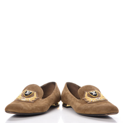 Louis Vuitton Suede Preppy Flat Loafers 38.5 Kaki 6 of 14
