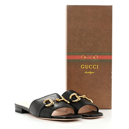 Gucci Nappa Horsebit Flat Slide Sandals 39 Black 10 of 10