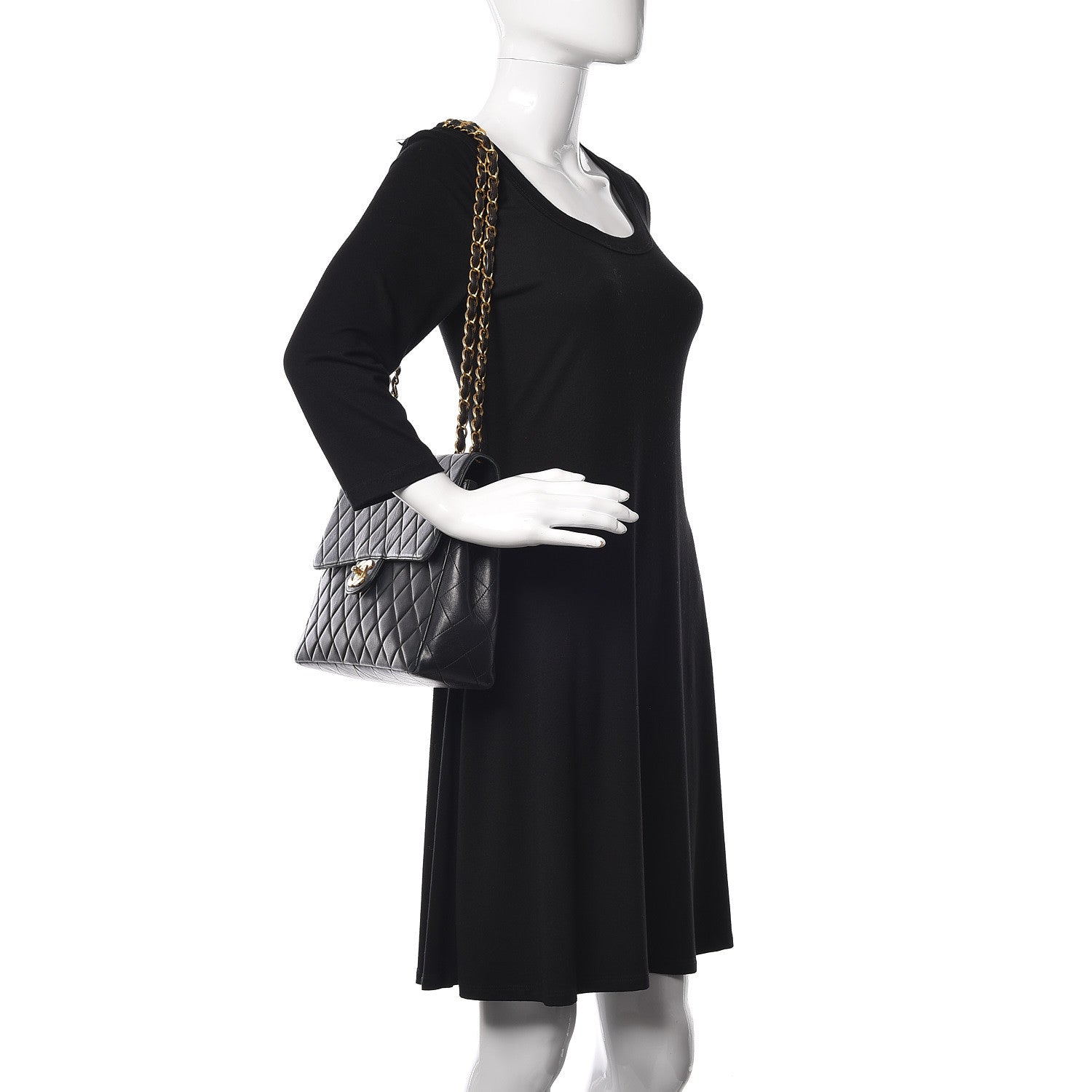 Chanel Lambskin Quilted Jumbo Single Flap Black 3 of 22