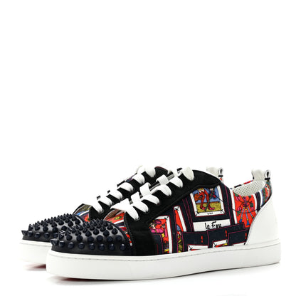 Christian Louboutin Calfskin Mens Louis Junior Spikes Orlato Flat Sneakers 42 Black Multi 3 of 9