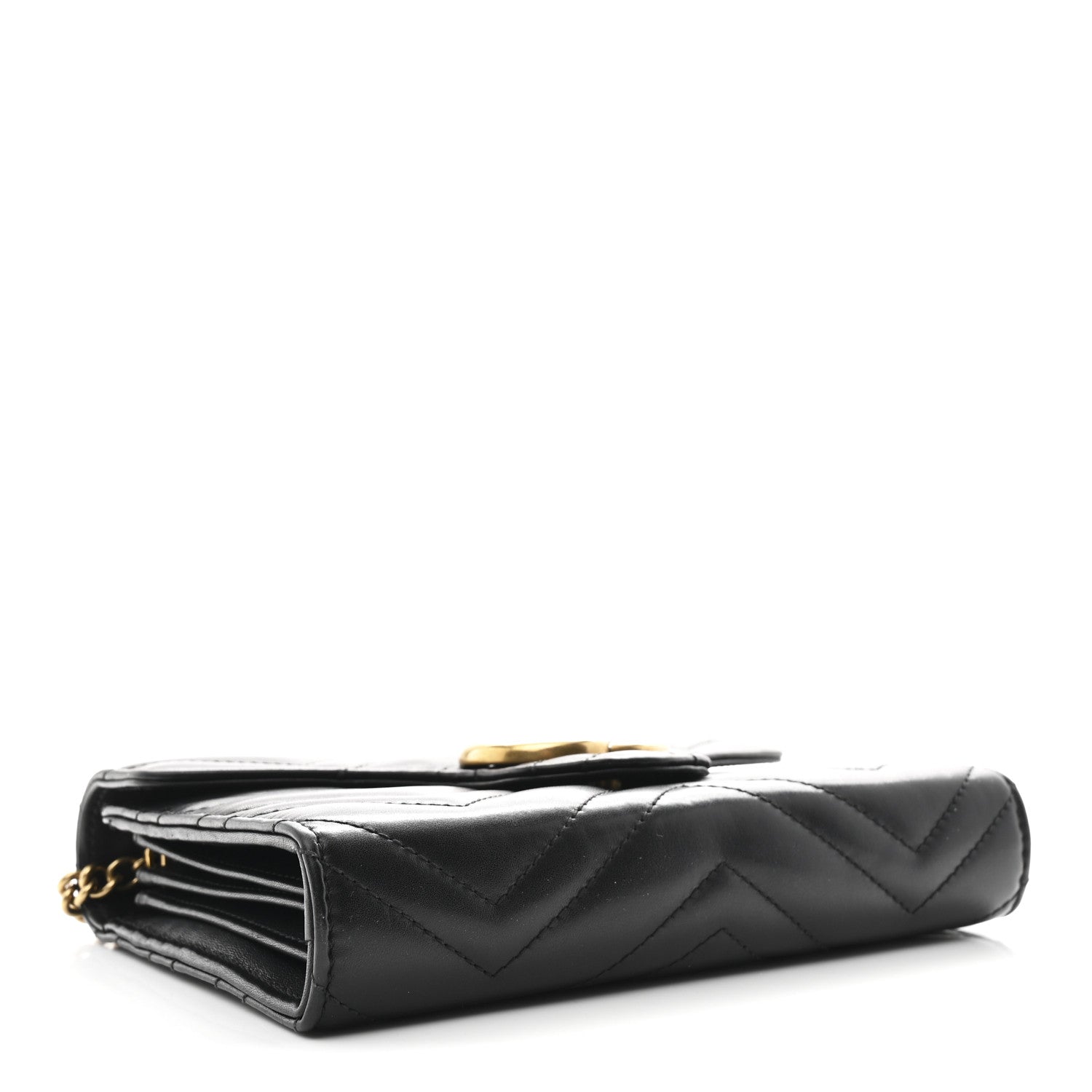Gucci Calfskin Matelasse GG Marmont Chain Wallet Black 4 of 10