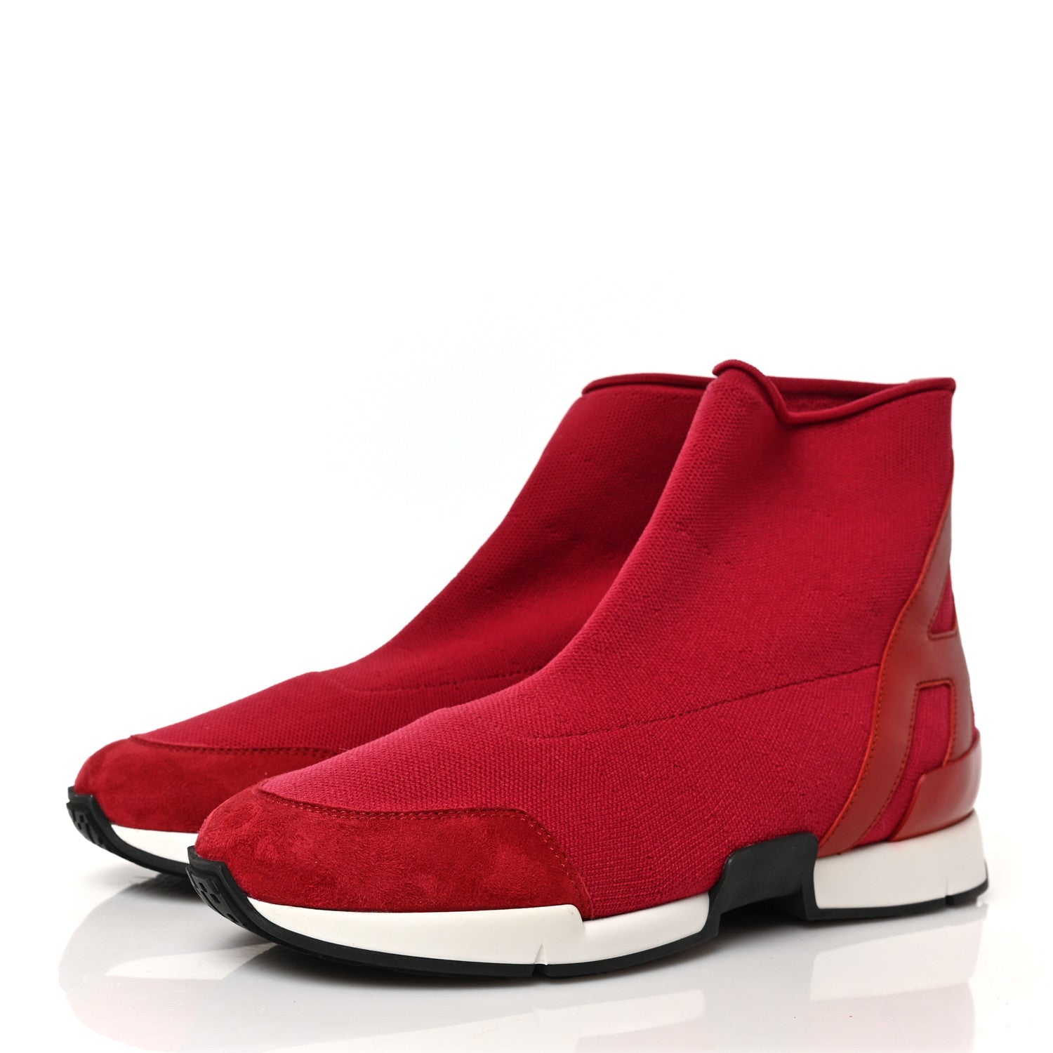 Hermes Mesh Calfskin Suede Soft Sneakers 36.5 Red 3 of 7