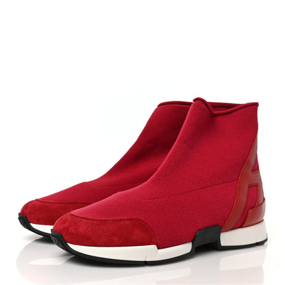 Hermes Mesh Calfskin Suede Soft Sneakers 36.5 Red 3 of 7
