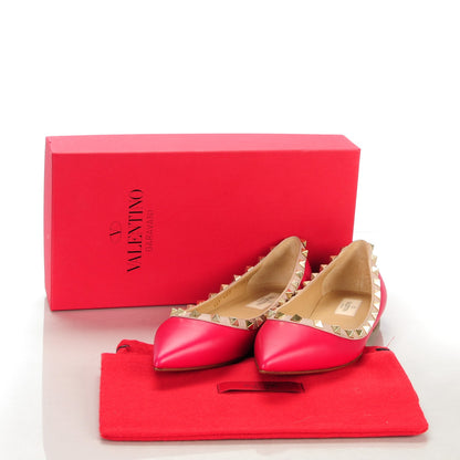 Valentino Garavani Calfskin Nappa Rockstud Ballerina Flats 38.5 Cyclamin Poudre 5 of 8