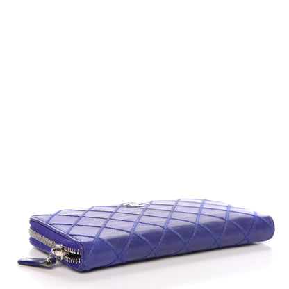 Chanel Calfskin Stitched Fancy CC Zip Around Wallet Blue 4 of 12