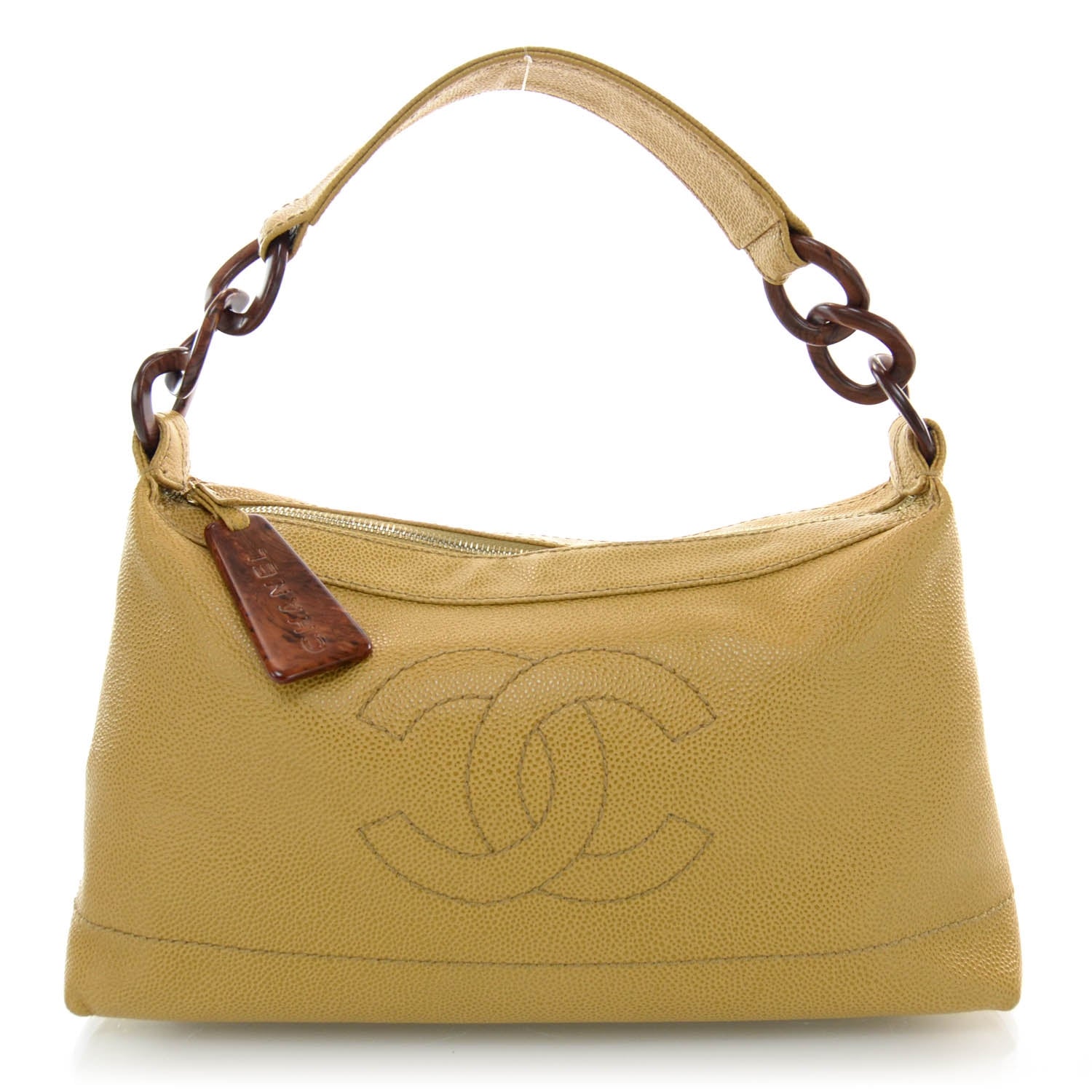 Chanel Caviar CC Wood Chain Hobo Maize 1 of 9