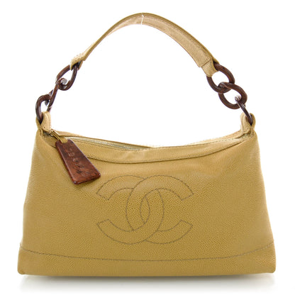 Chanel Caviar CC Wood Chain Hobo Maize 1 of 9