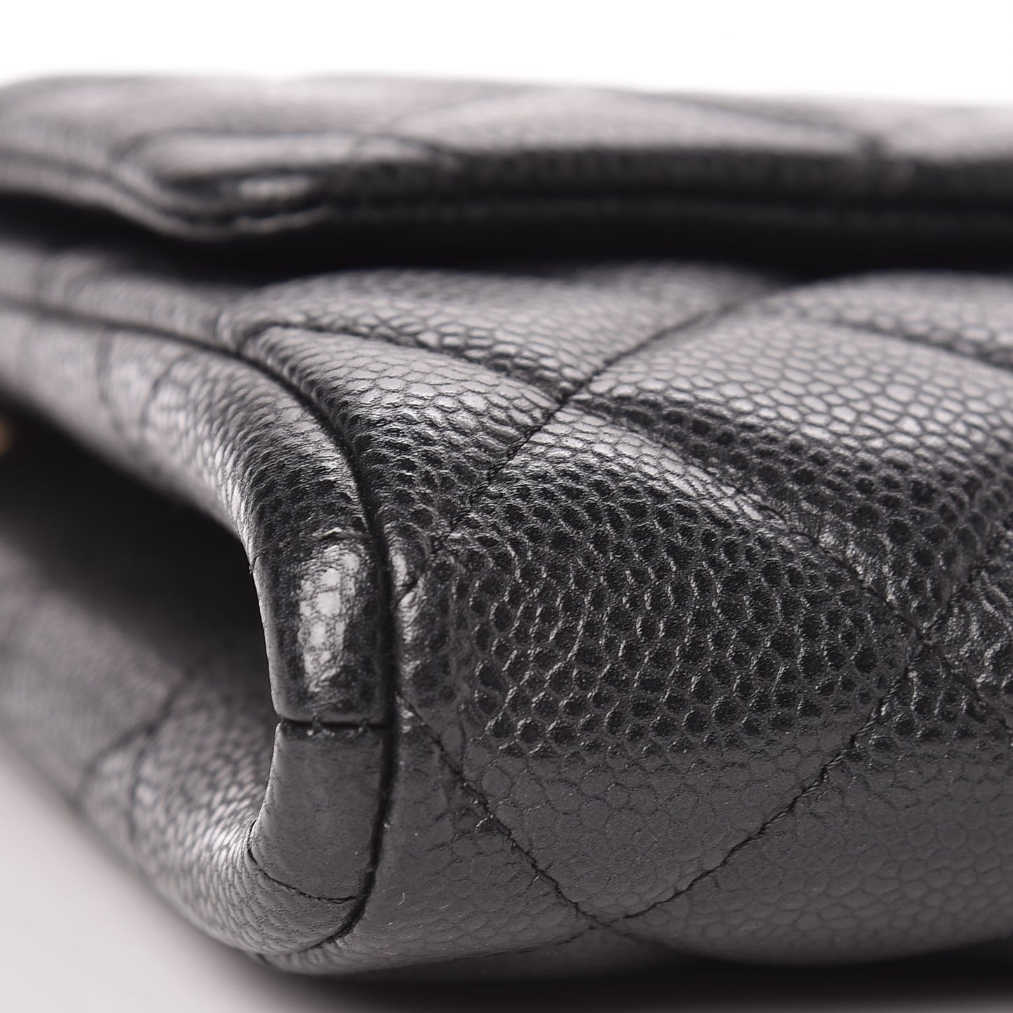 Caviar Quilted Clutch With Chain Flap Dark Grey