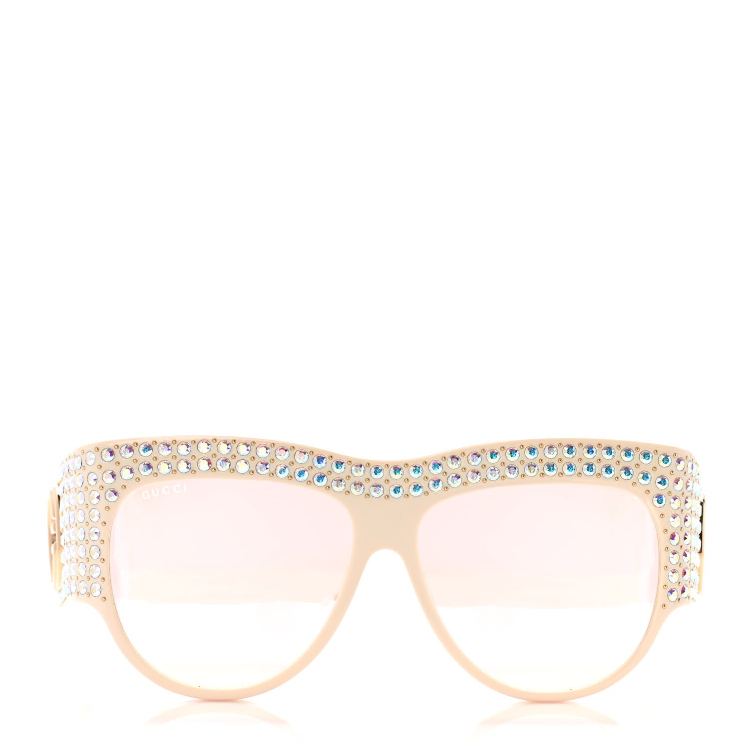 Gucci Acetate Crystal Oversize Hollywood Forever Sunglasses GG0144S Ivory 2 of 10