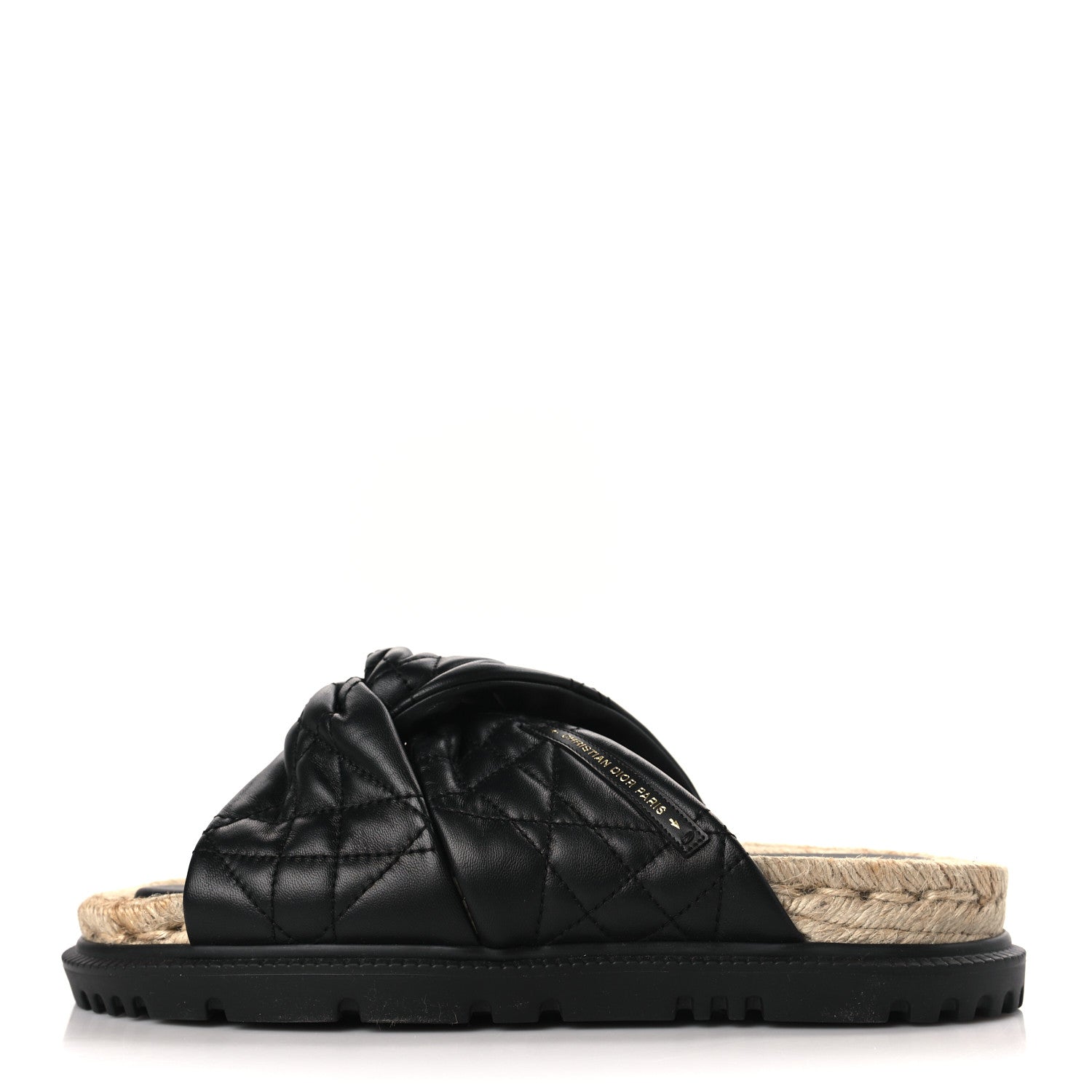 Christian Dior Calfskin Cannage Dtwist Espadrille Platform Sandals 39 Black 1 of 7