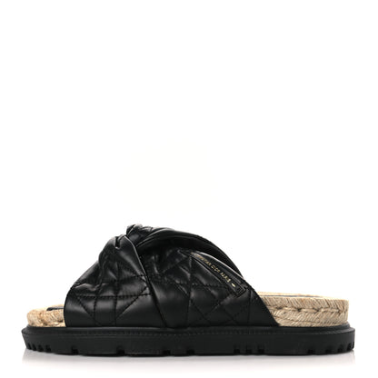 Christian Dior Calfskin Cannage Dtwist Espadrille Platform Sandals 39 Black 1 of 7