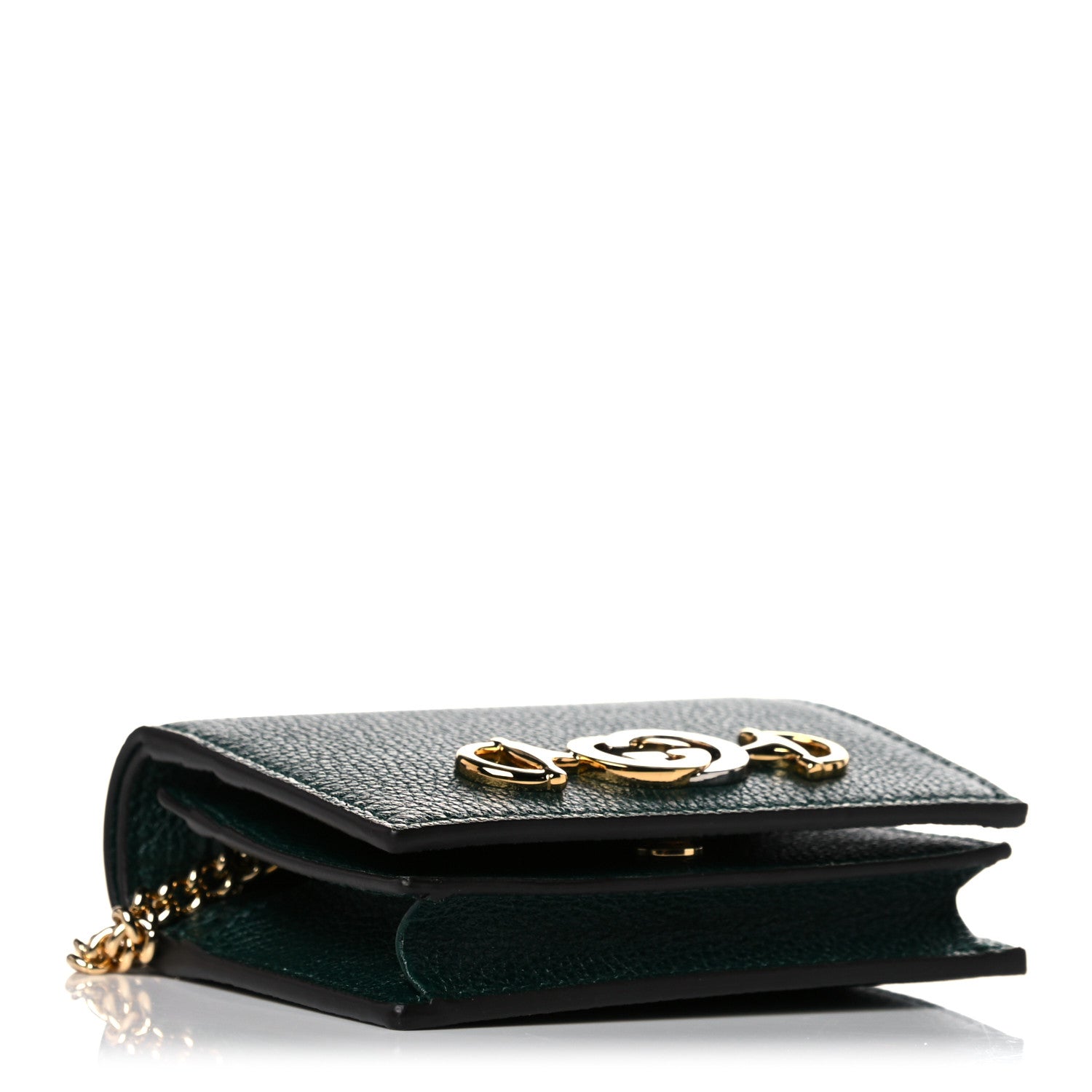 Gucci Grainy Calfskin Zumi Chain Card Case Wallet Vintage Green 4 of 10