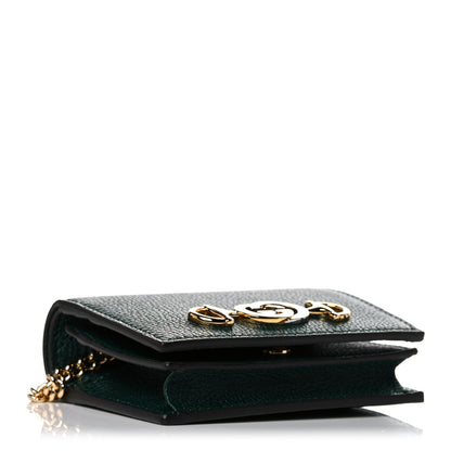 Gucci Grainy Calfskin Zumi Chain Card Case Wallet Vintage Green 4 of 10