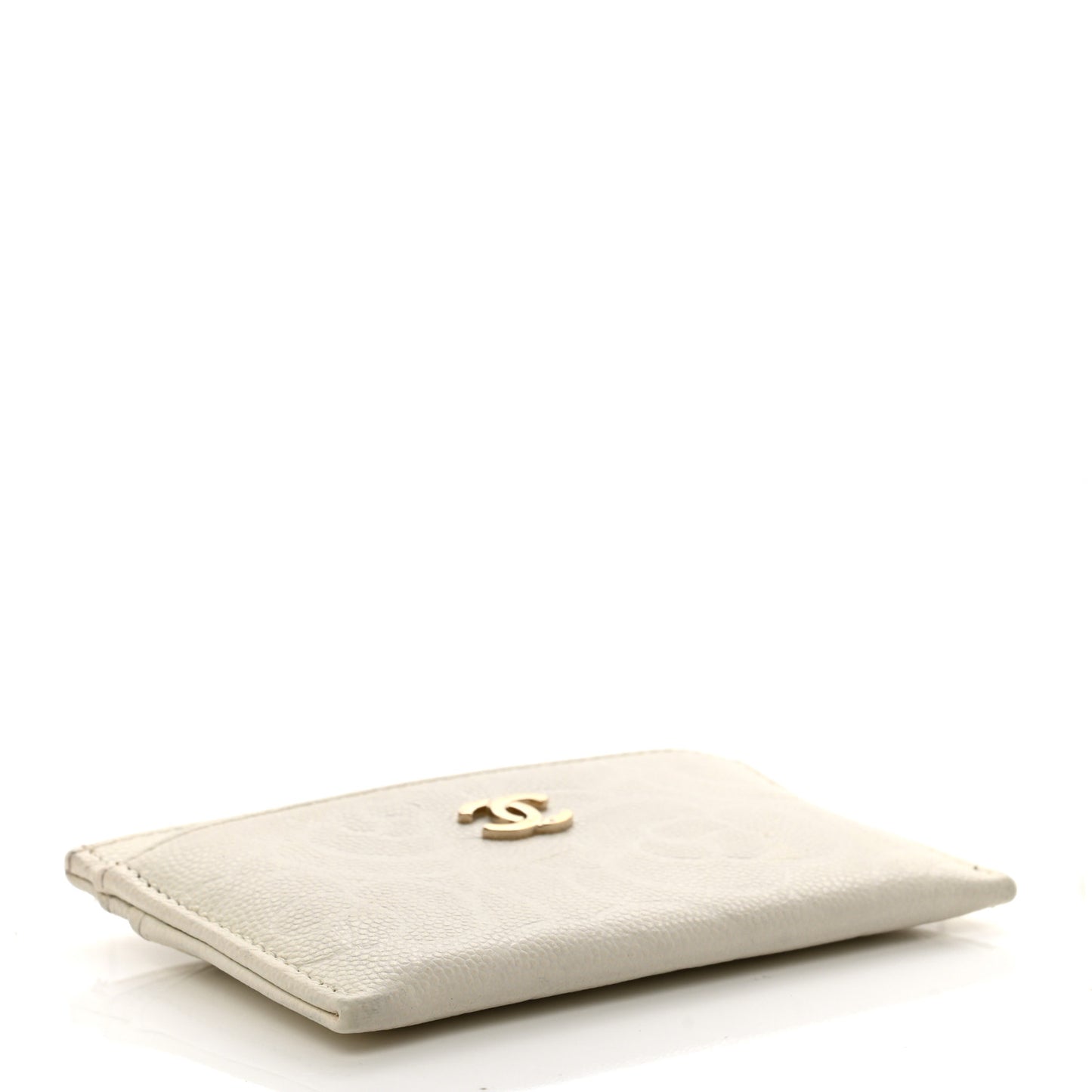 Caviar Camellia Embossed Card Holder White