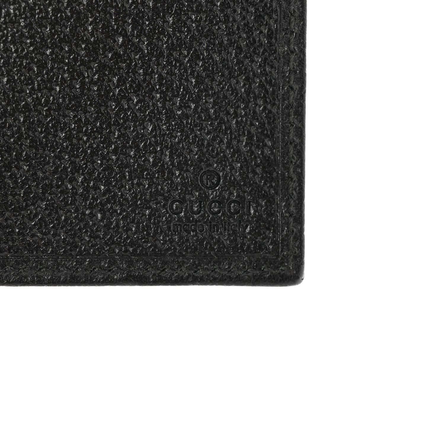 Textured Dollar Calfskin Horsebit Card Holder Black