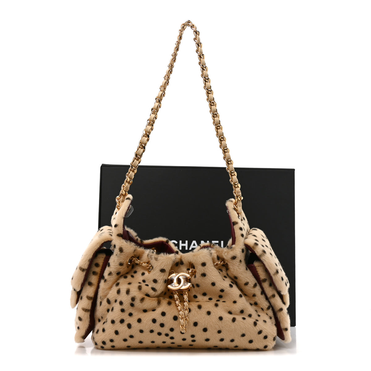 Pony Hair Mini Chanel 25 Handbag Beige Black