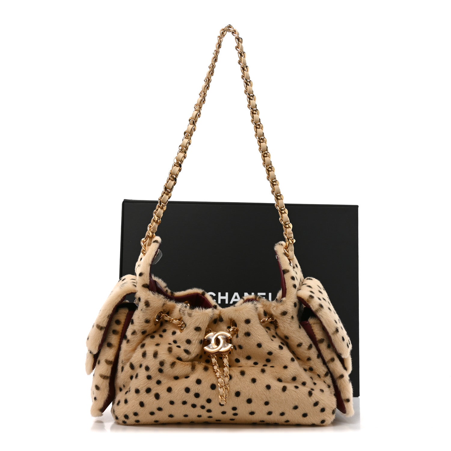 Chanel Pony Hair Mini Chanel 25 Handbag Beige Black 10 of 10