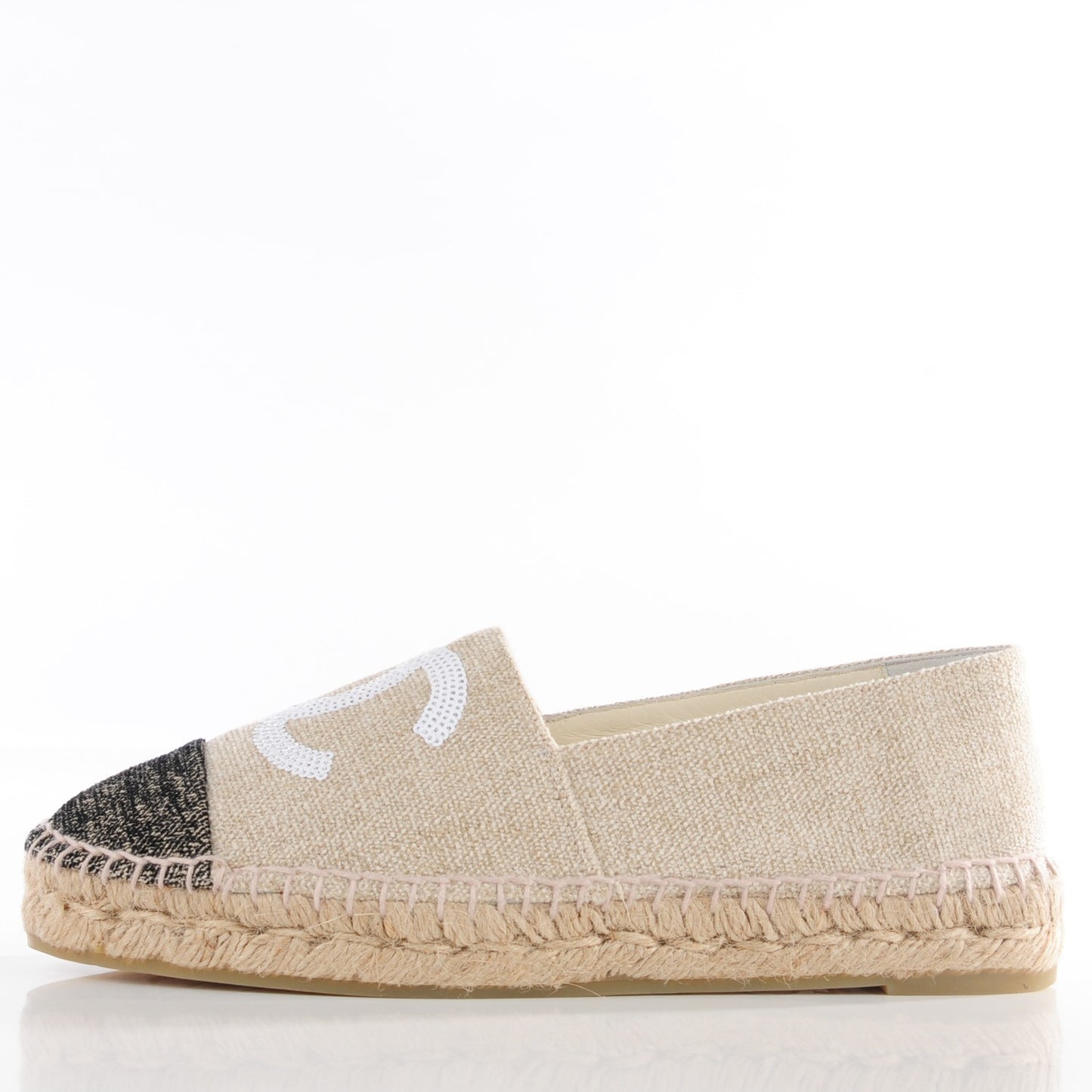 Toile Sequin CC Espadrilles 38 Beige Black