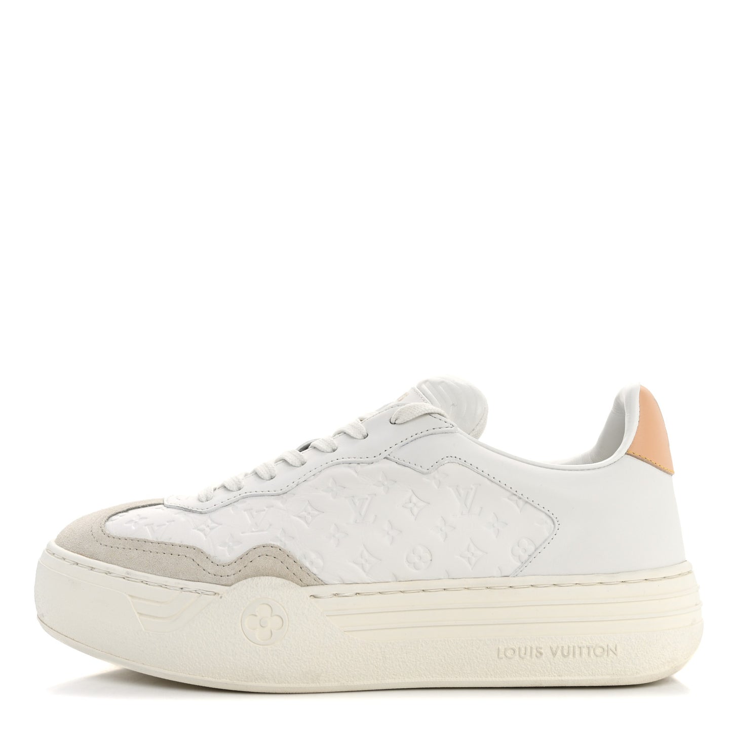 Calfskin Embossed LV Groovy Platform Sneakers 38 White