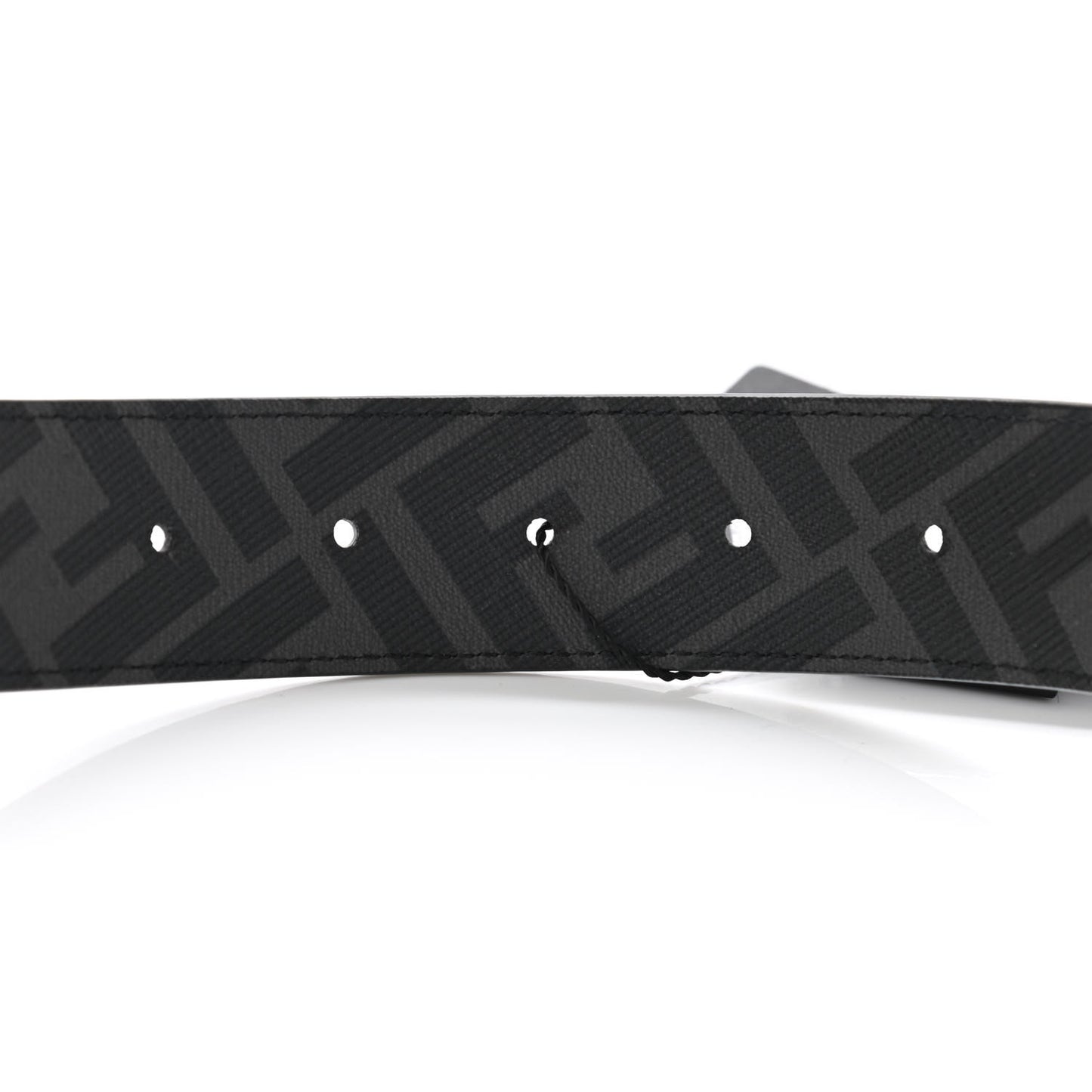 Cuoio Romano Glazed Fabric FF 1974 FF Buckle Reversible Belt 100 40 Asfalto Black