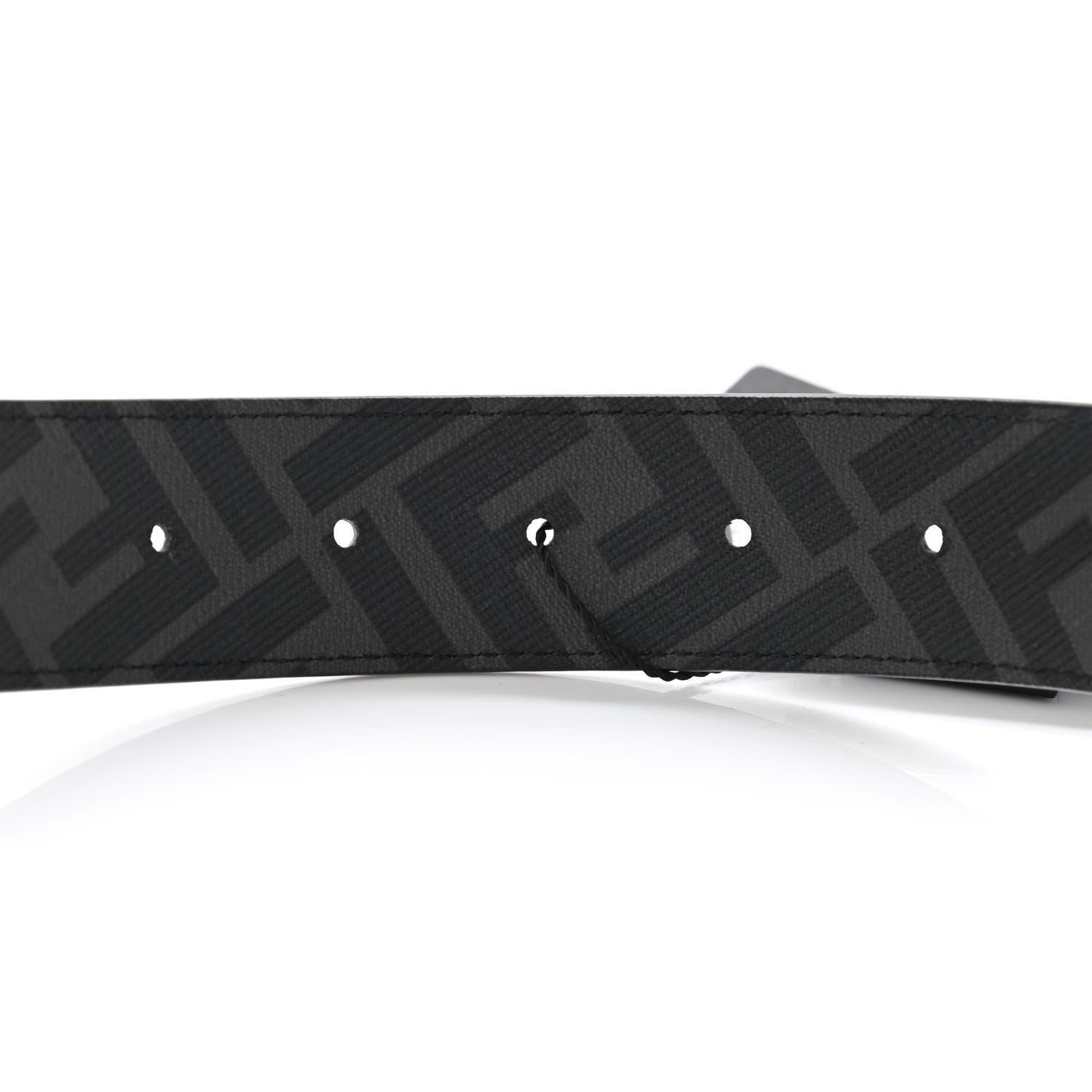 Fendi Cuoio Romano Glazed Fabric FF 1974 FF Buckle Reversible Belt 100 40 Asfalto Black 4 of 5