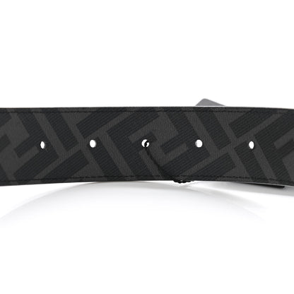 Fendi Cuoio Romano Glazed Fabric FF 1974 FF Buckle Reversible Belt 100 40 Asfalto Black 4 of 5