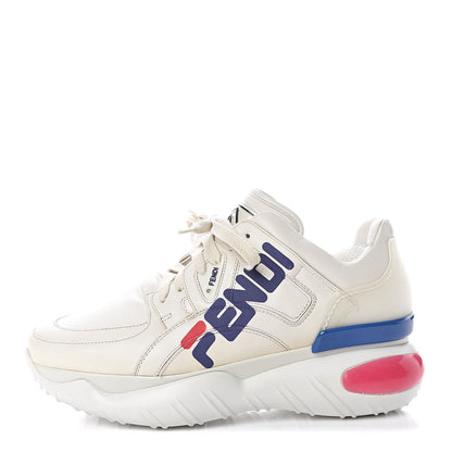 Fendi X FILA Vitello Mania Painted Womens Chunky Sneakers 40 Ice White Caipiroska Blueberry 1 of 9