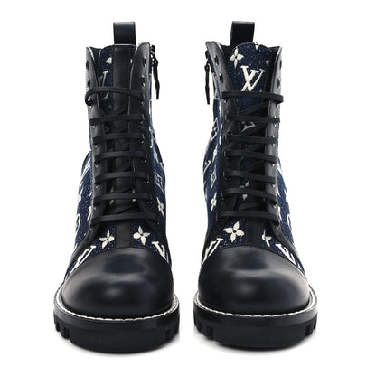 Louis Vuitton Denim Calfskin Monogram Star Trail Ankle Boots 40 Navy Blue 2 of 7