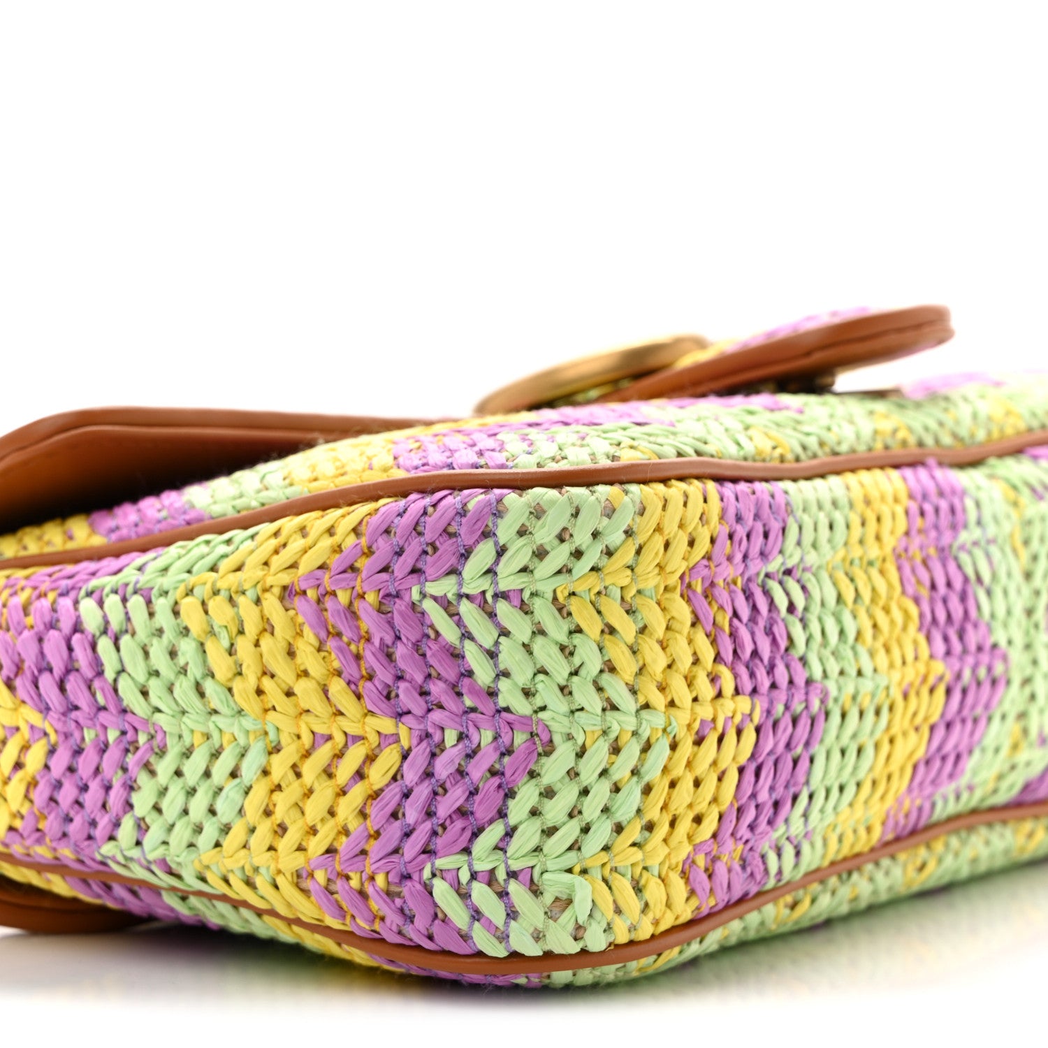 Gucci Calfskin Raffia Woven Small GG Marmont Shoulder Bag Multicolor 9 of 10