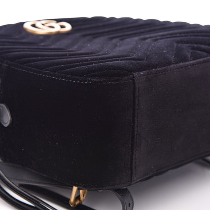 Gucci Velvet Matelasse GG Marmont Dome Backpack Black 8 of 10