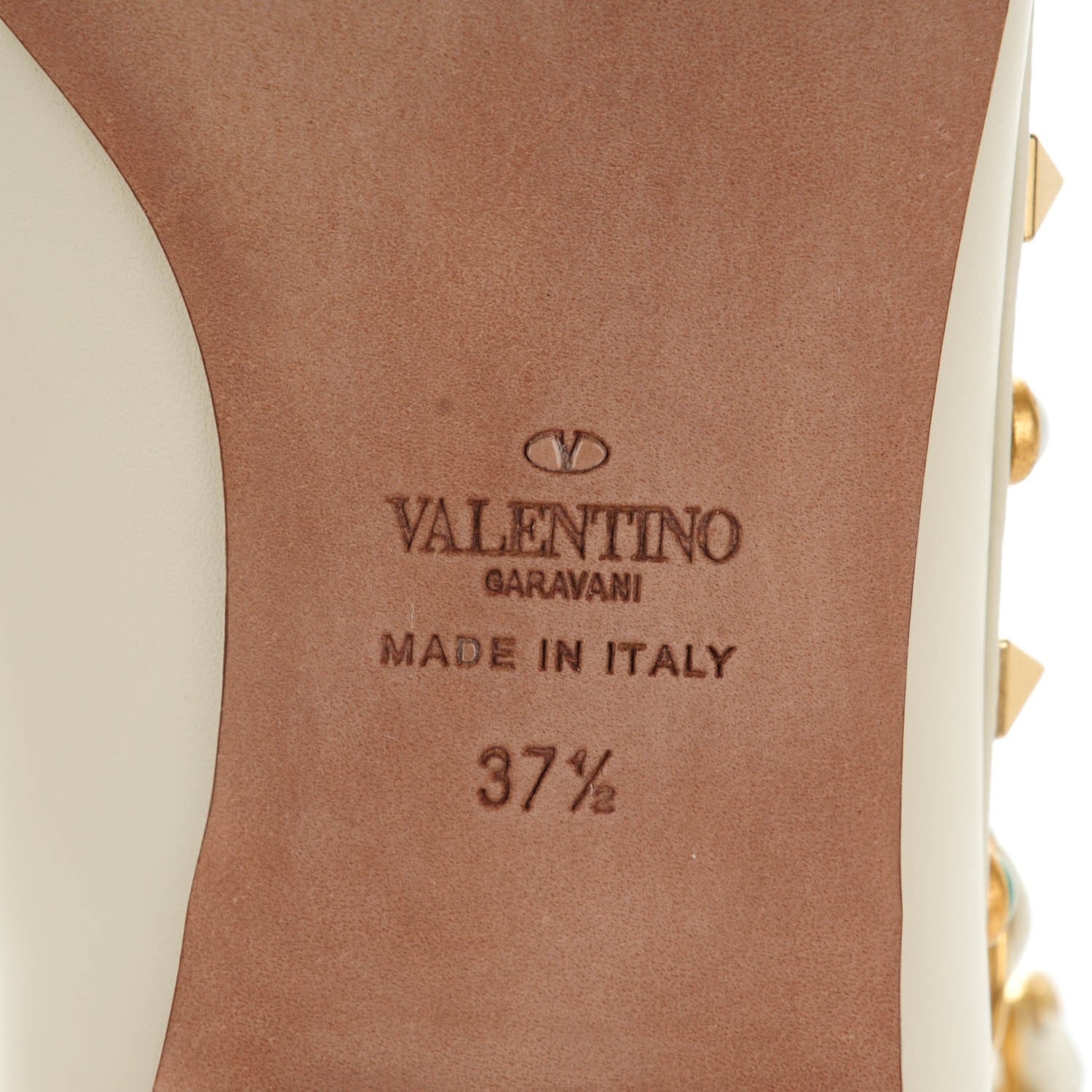 Valentino Garavani Nappa Rockstud Rolling Cage Ballerina Flats 37.5 Light Ivory 8 of 8