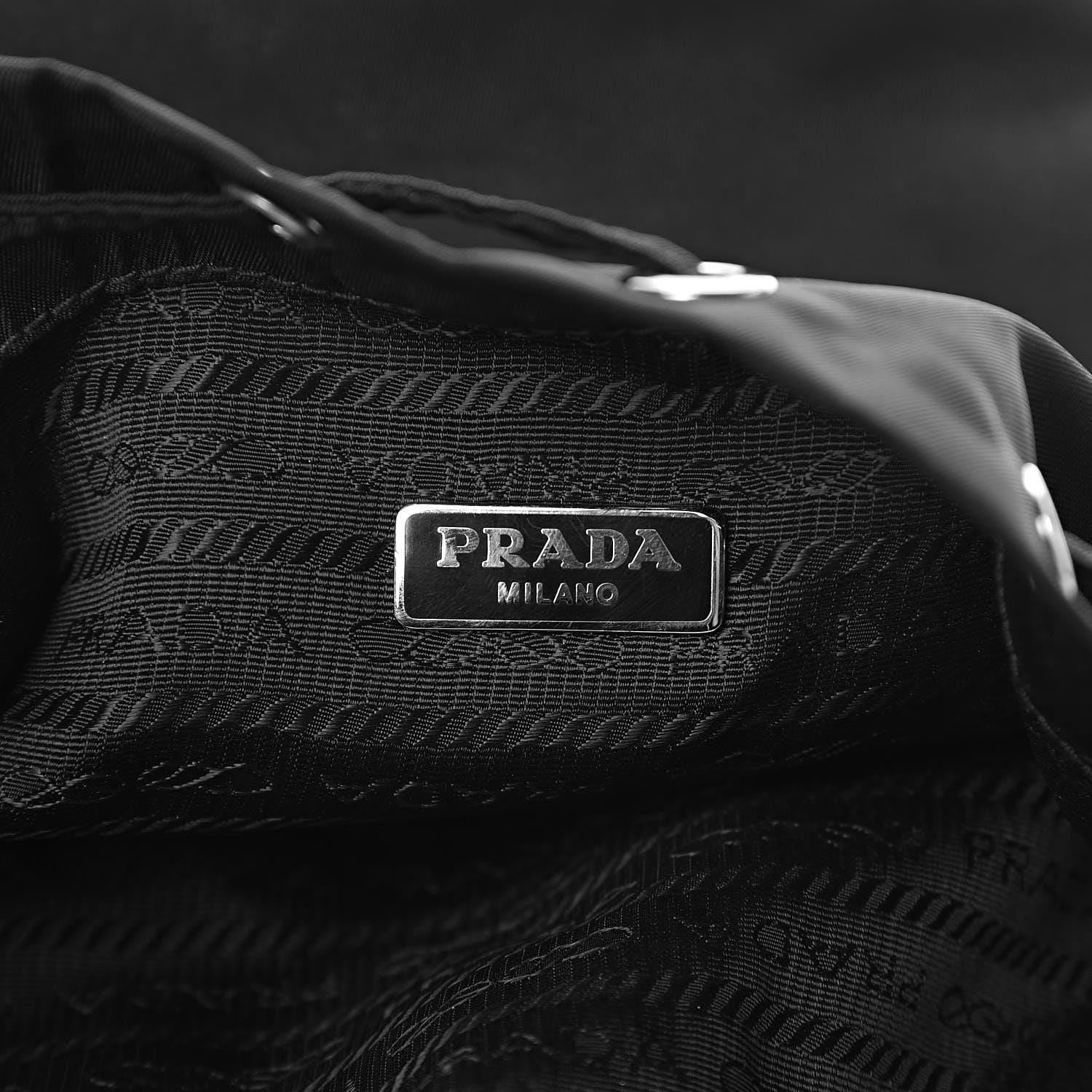 Prada Saffiano Tessuto Nylon Vela Bucket Wristlet Black 6 of 12