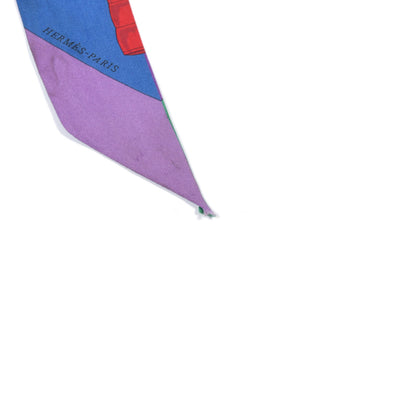 Hermes Silk Eperon d'Or Twilly Violet Jaune Vert 6 of 9