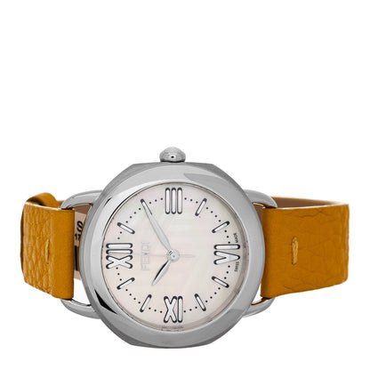 Fendi Stainless Steel Calfskin Mother of Pearl 36mm Selleria Quartz Watch Yellow 2 of 5