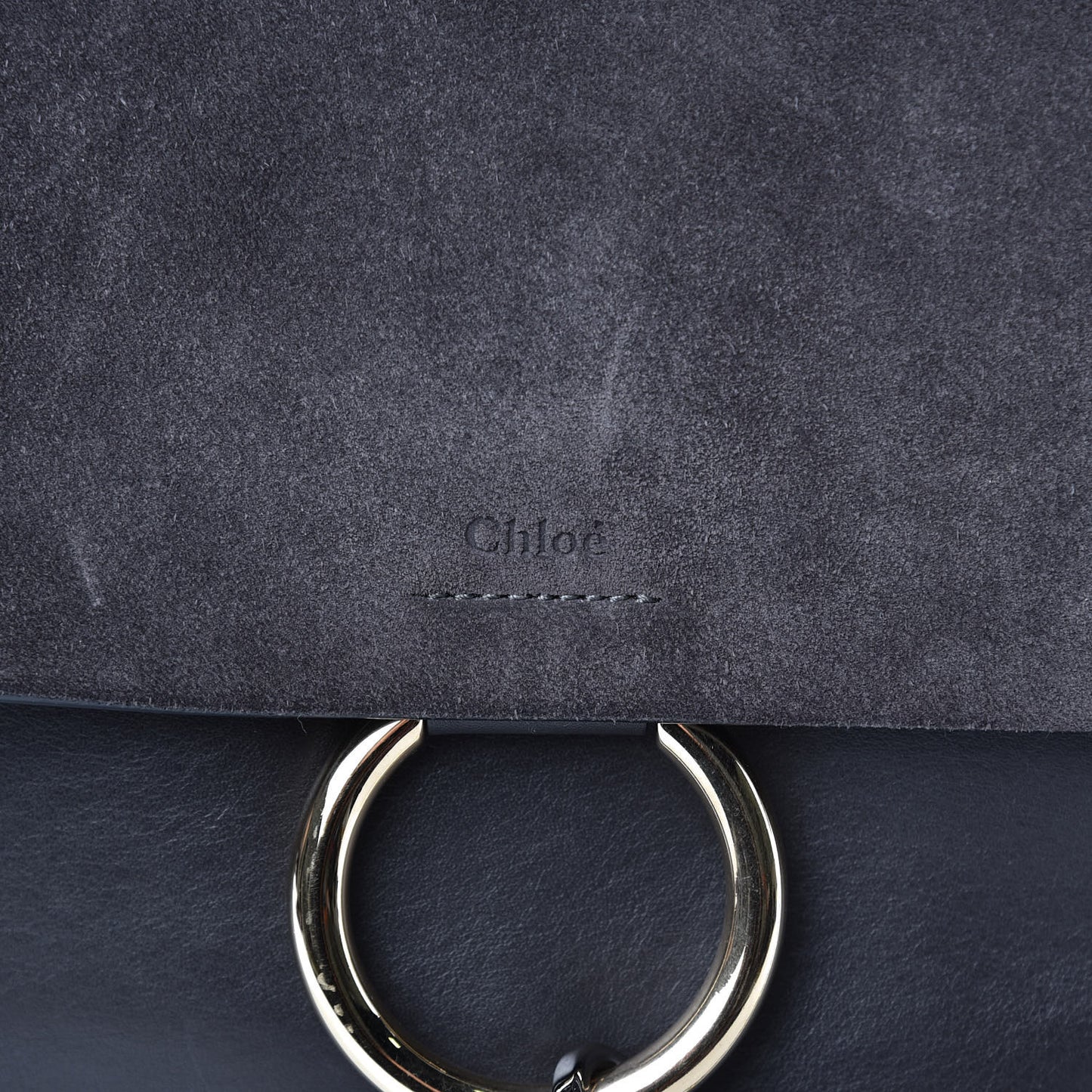 Suede Calfskin Medium Faye Shoulder Bag Carbon Grey