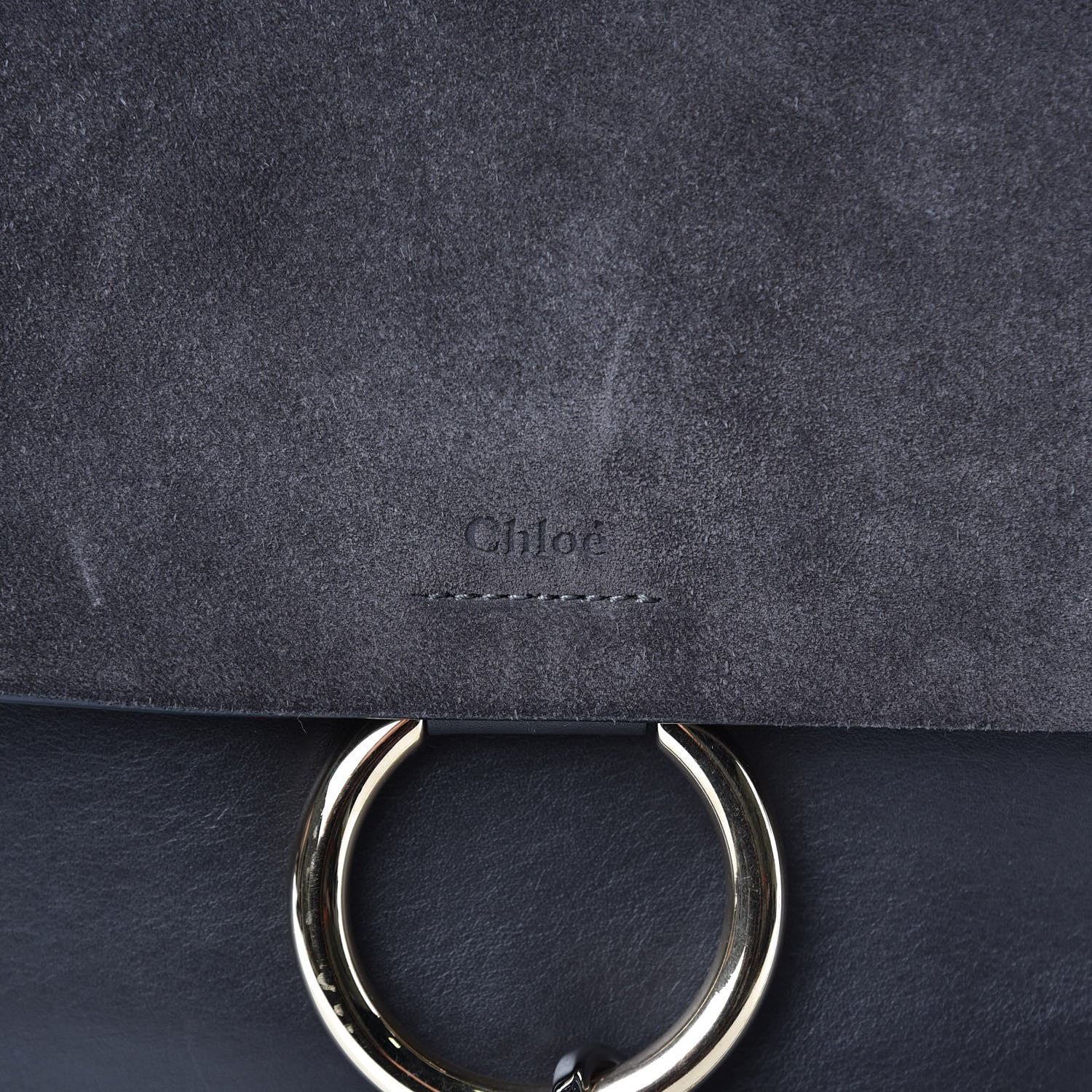 Chloe Suede Calfskin Medium Faye Shoulder Bag Carbon Grey 7 of 9