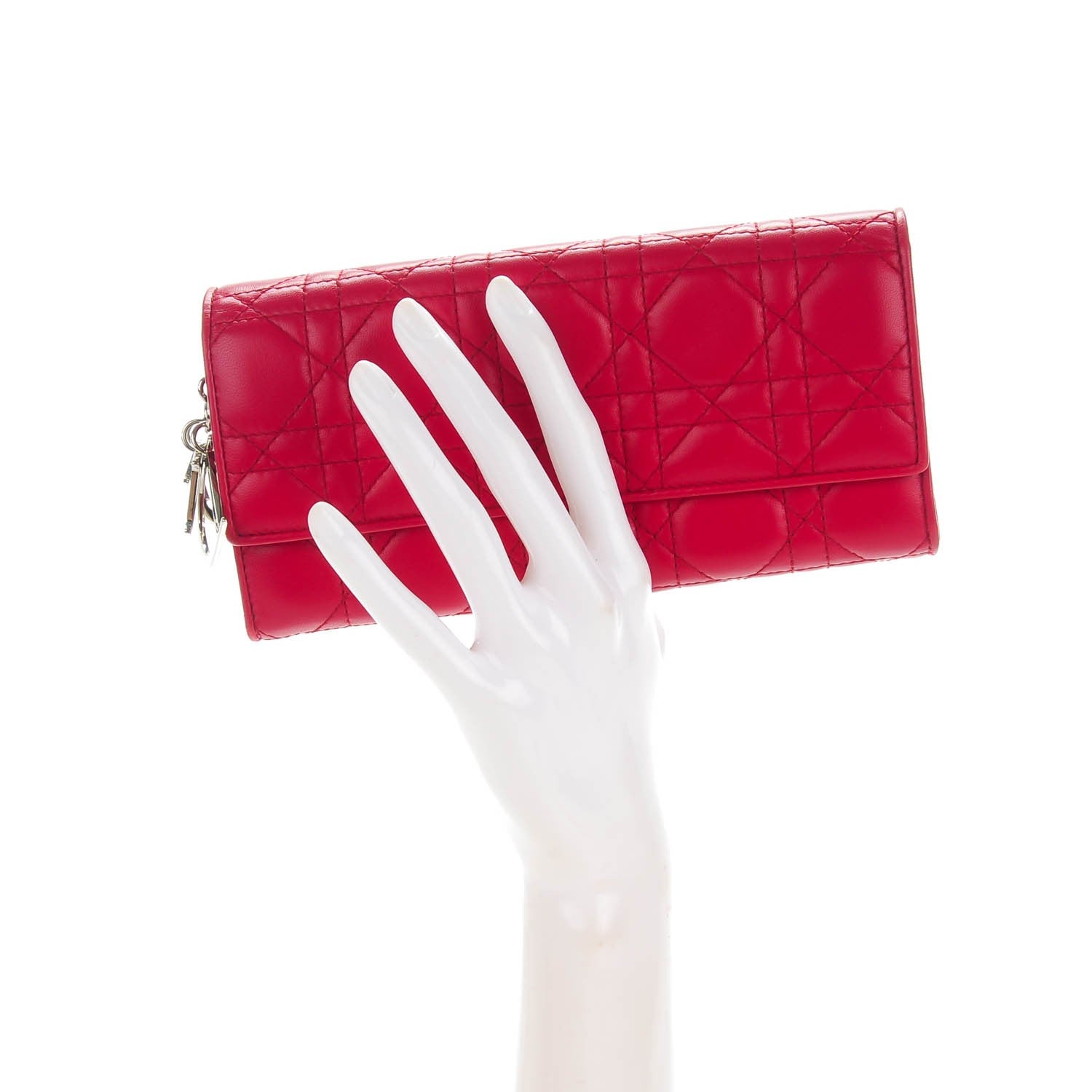 Christian Dior Lambskin Cannage Rendezvous Wallet Rouge Carmin 2 of 7