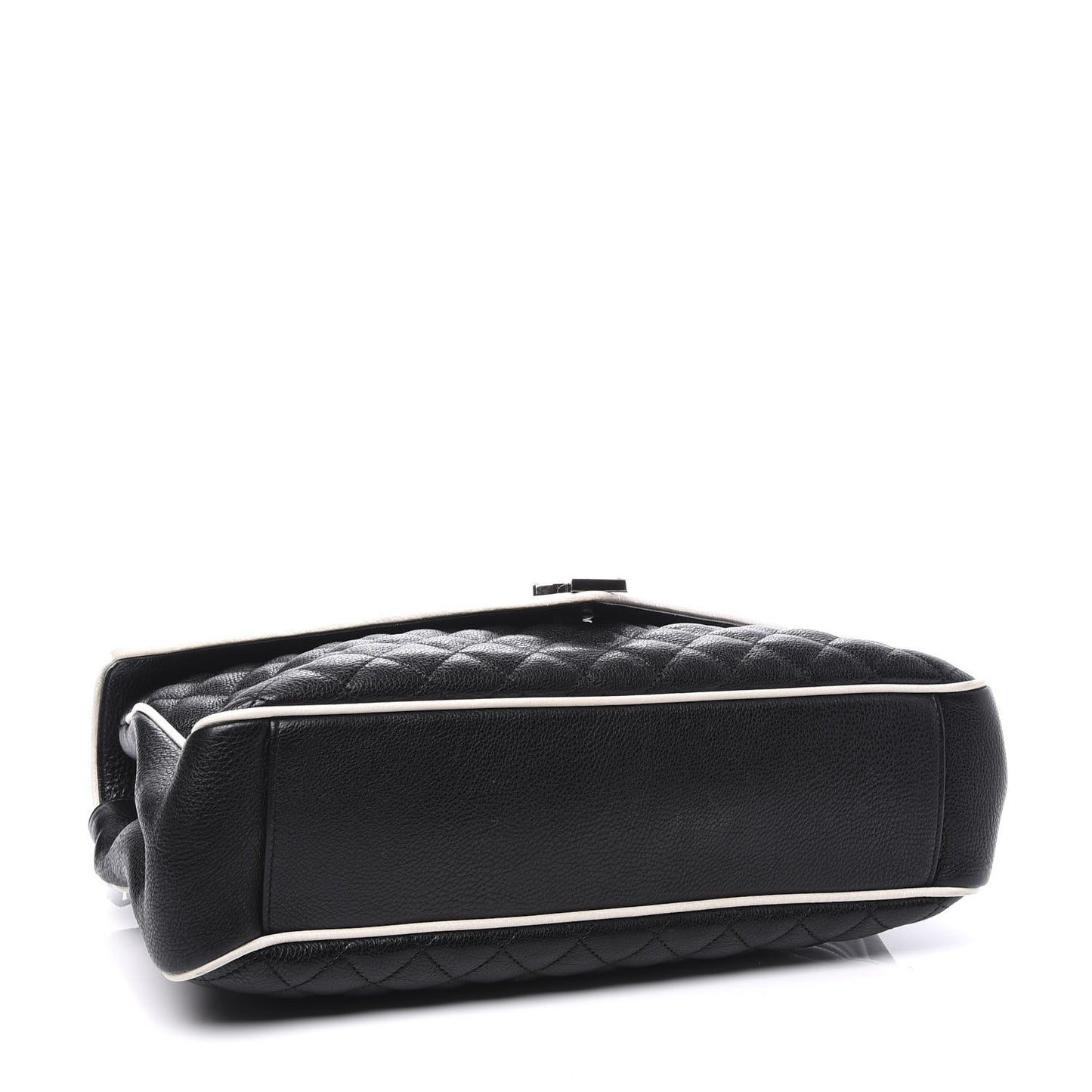 Calfskin Mixed Matelasse Triquilt Large Monogram Envelope Satchel Black White