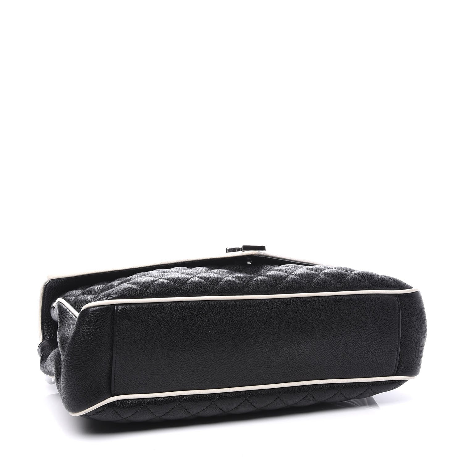 Saint Laurent Calfskin Mixed Matelasse Triquilt Large Monogram Envelope Satchel Black White 3 of 12