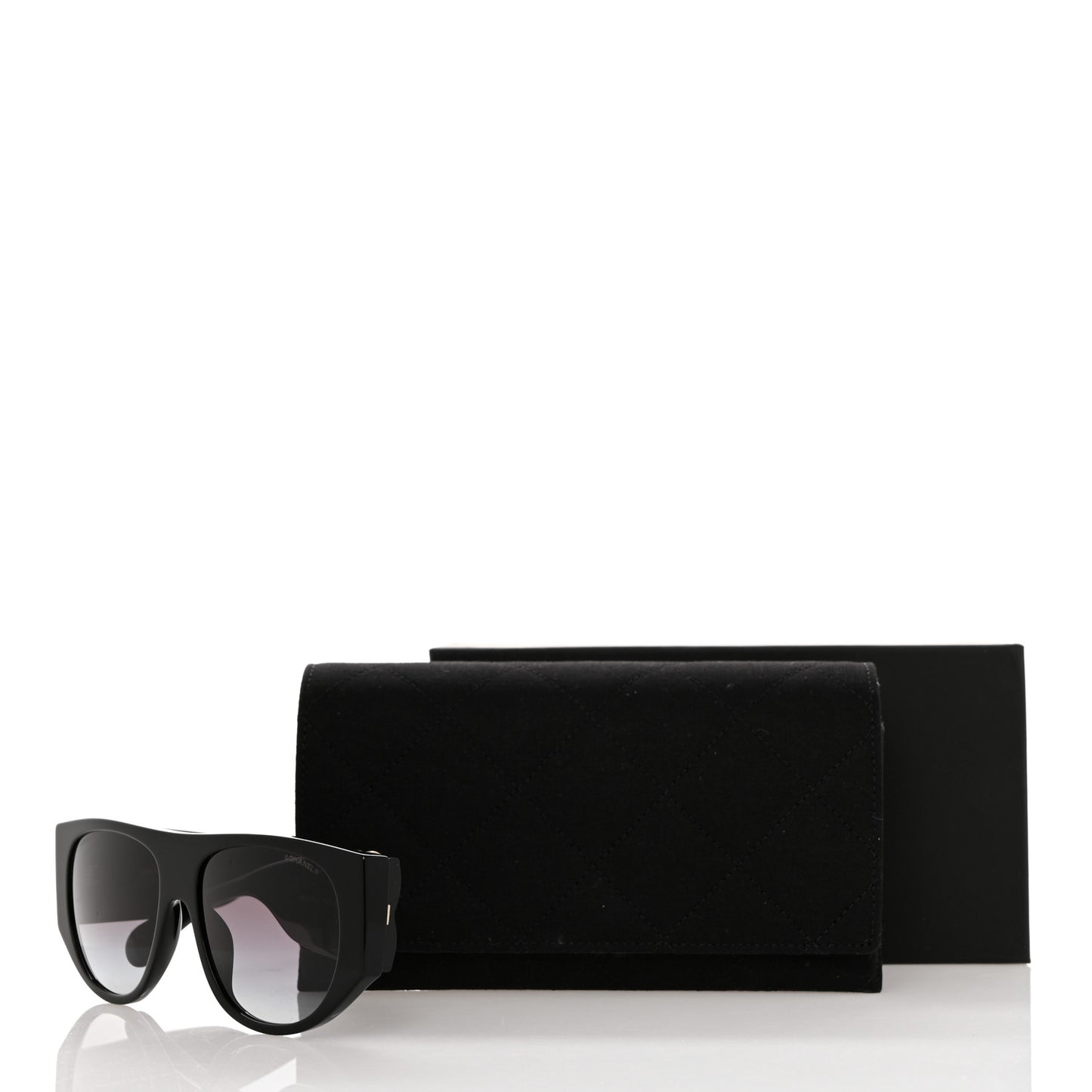 Acetate Quilted CC Pilot Sunglasses 71465 Black