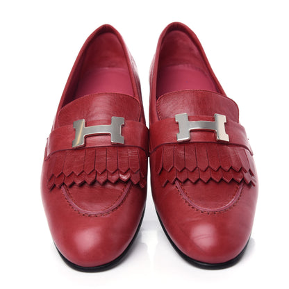 Hermes Goatskin Womens Royal Loafers 36 Rouge Tibétain 5 of 10