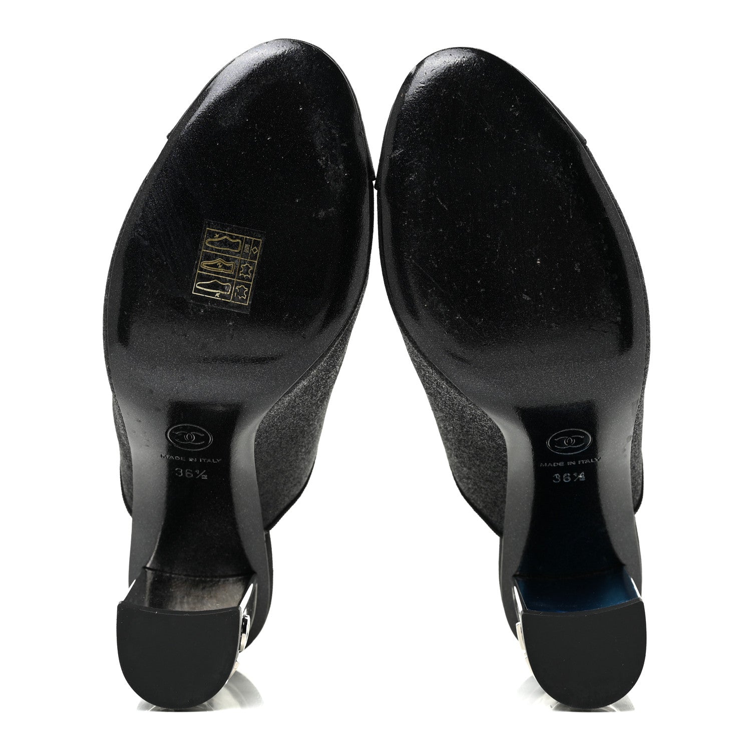 Chanel Fabric Cap Toe CC Mules 36.5 Black 6 of 13