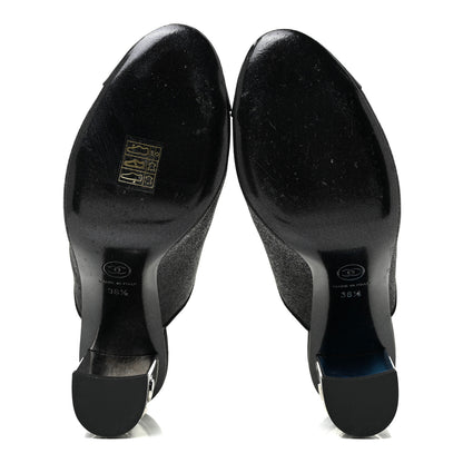 Chanel Fabric Cap Toe CC Mules 36.5 Black 6 of 13