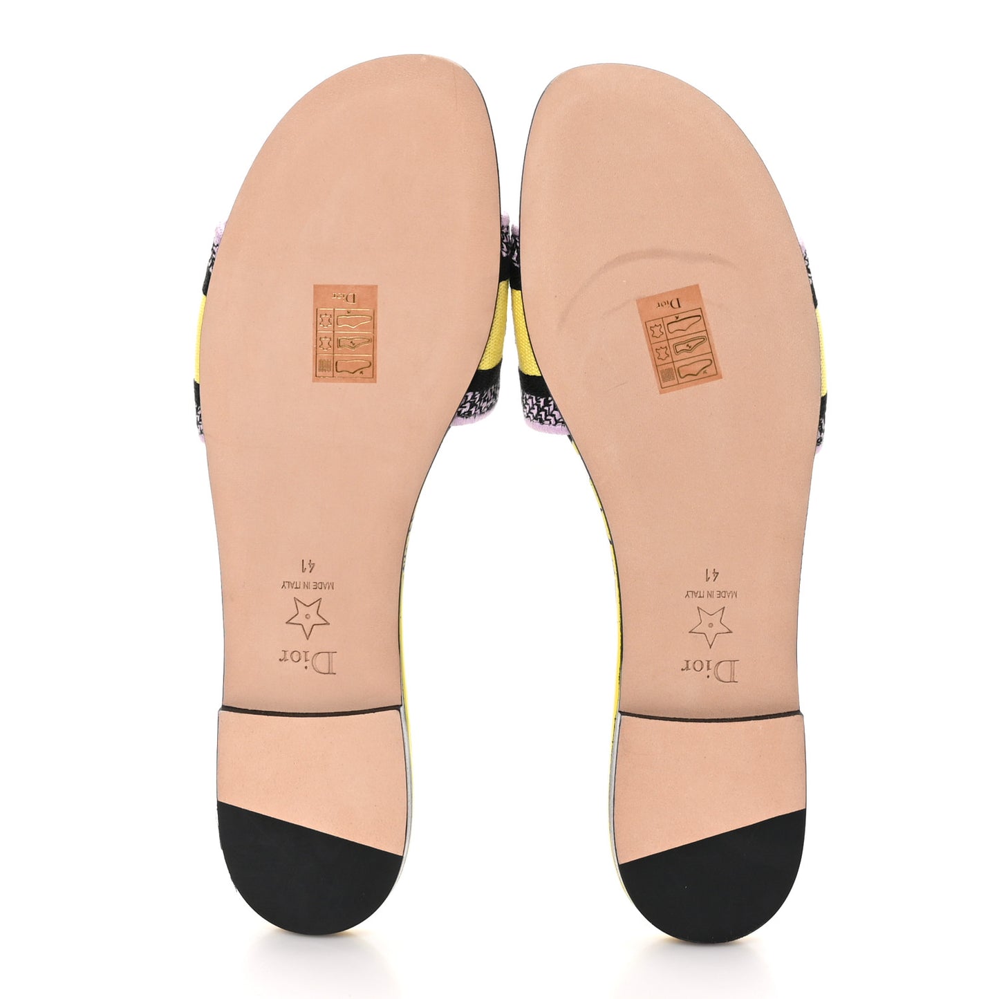 Canvas D-Jungle Pop Embroidered Dway Flat Slide Sandals 41 Bright Yellow Pink Multicolor