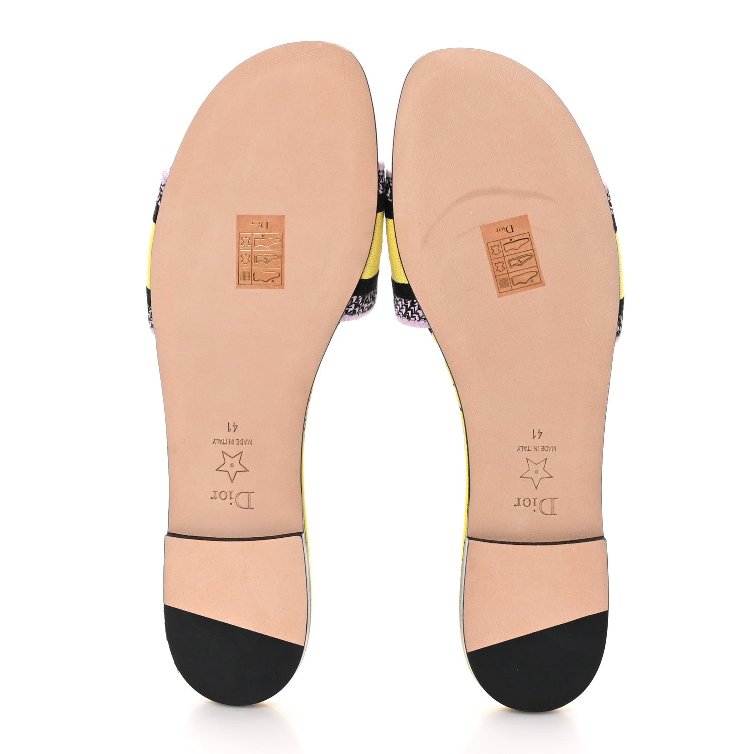 Christian Dior Canvas D-Jungle Pop Embroidered Dway Flat Slide Sandals 41 Bright Yellow Pink Multicolor 5 of 8