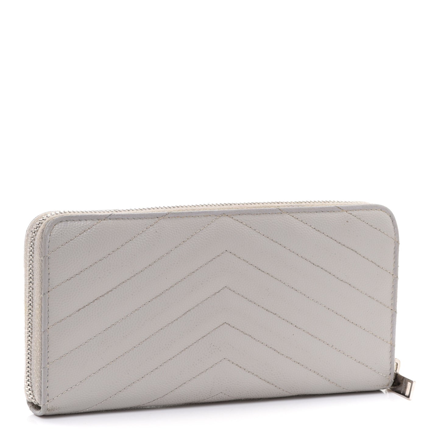 Grain De Poudre Matelasse Chevron Monogram Zip Around Wallet Granite