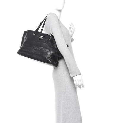 Chanel Glazed Calfskin Large On The Road Tote Black 2 of 11