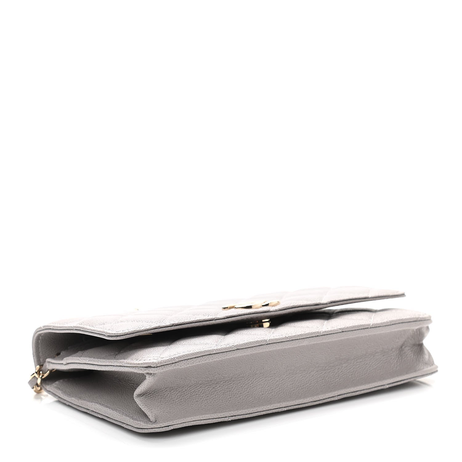 Chanel Caviar Quilted Studded CC Wallet On Chain WOC Grey 3 of 11